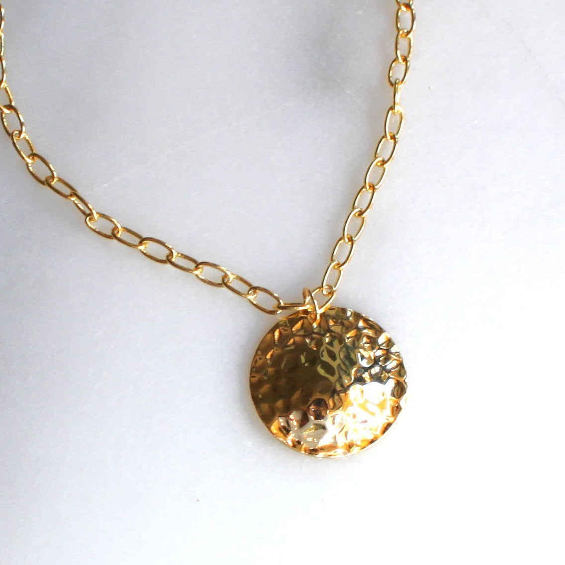 Mona Hammered Coin Pendant Necklace