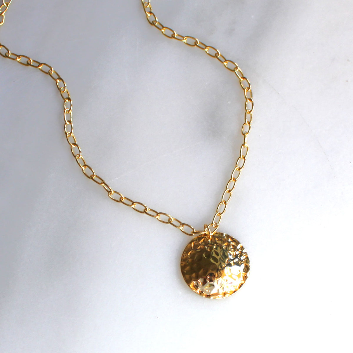 Mona Hammered Coin Pendant Necklace
