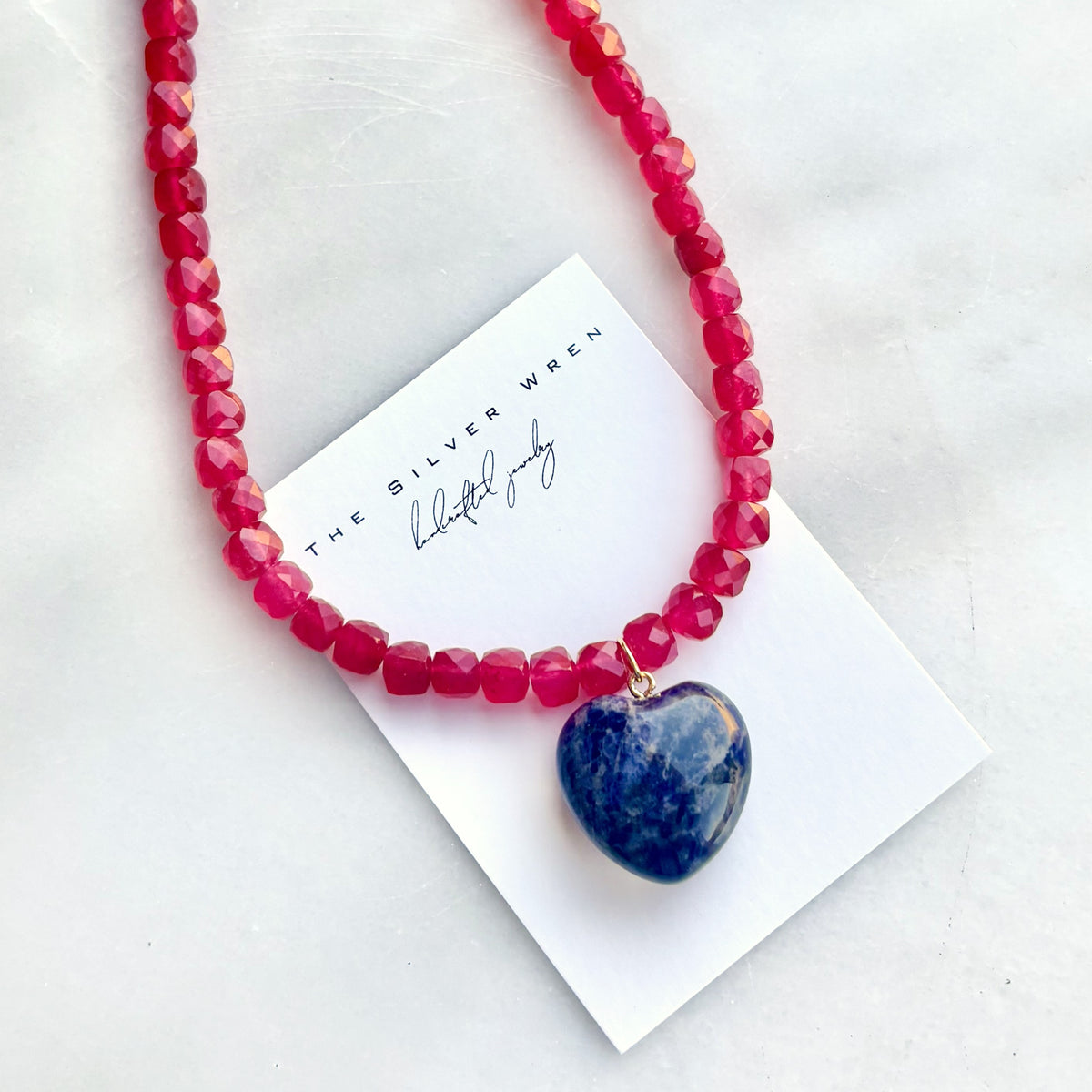 Miller Fuchsia Jade & Heart Beaded Necklace