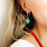 Turquoise Cross Huggie Hoops