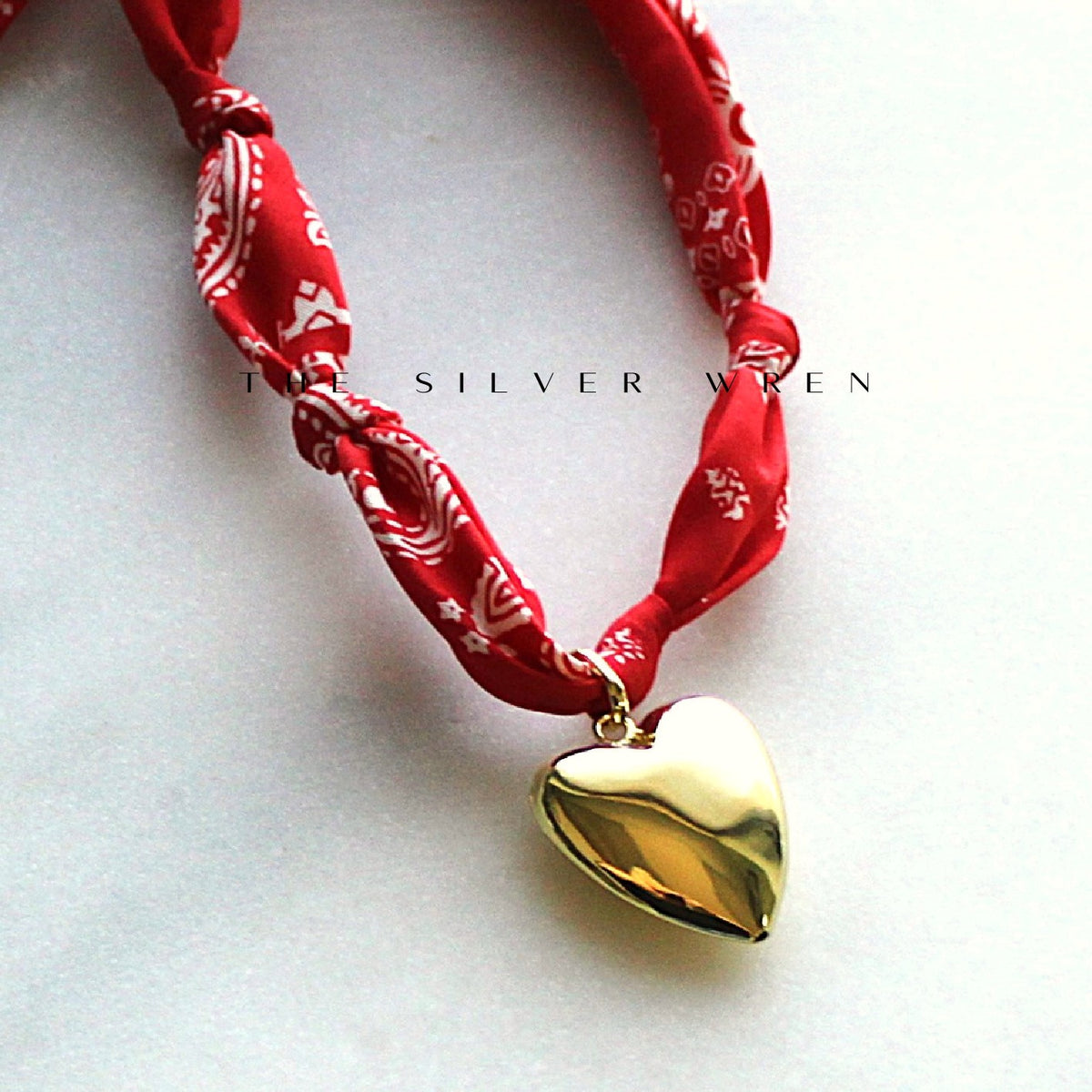 Red Bandana Heart Necklace, Game Day Jewelry