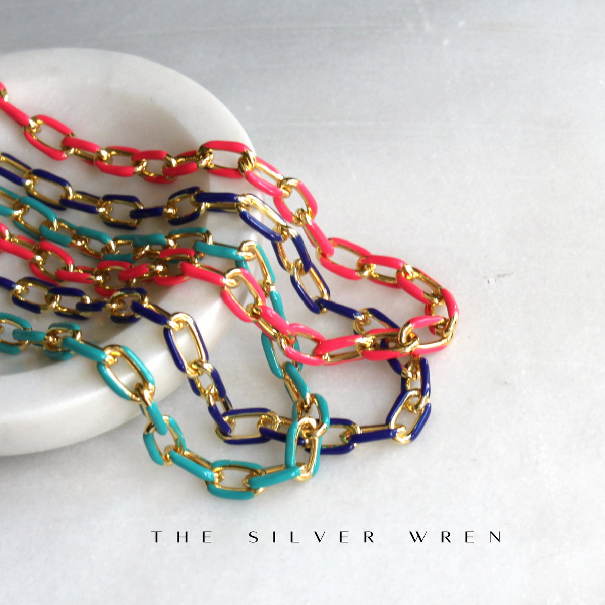 Colorful Enamel Chunky Gold Chain