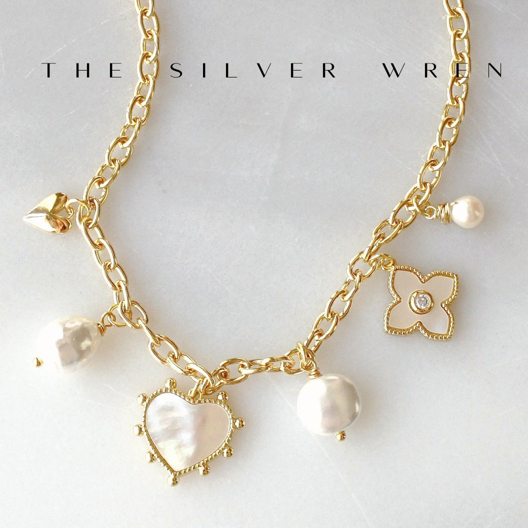 Pearl Multi Charm Necklace