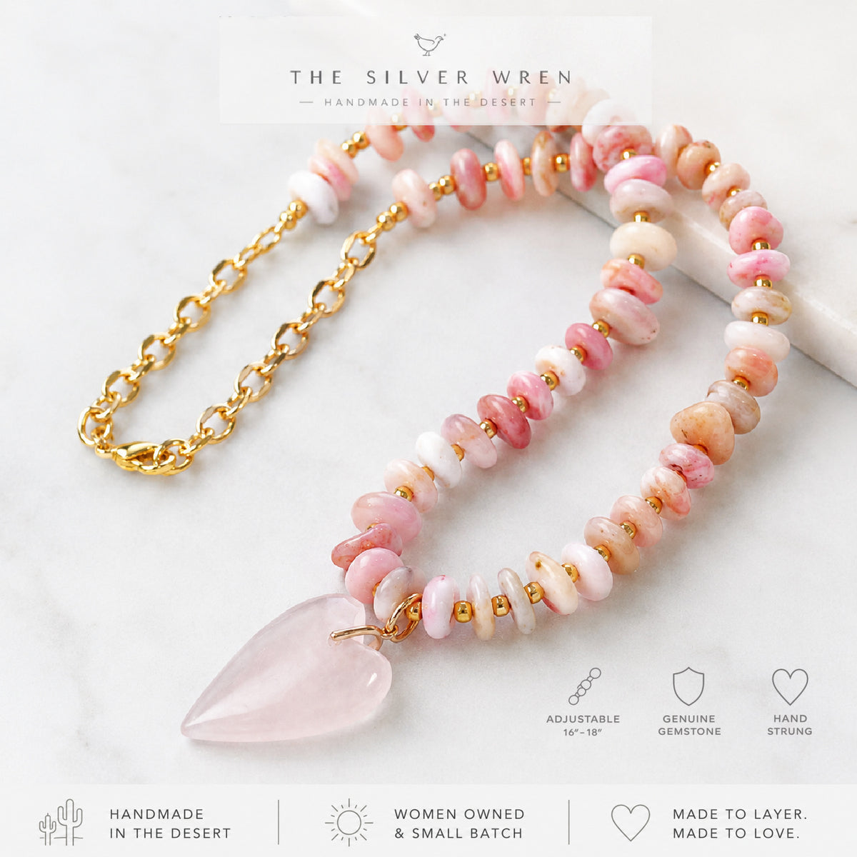 Hattie Pink Opal Beaded Necklace
