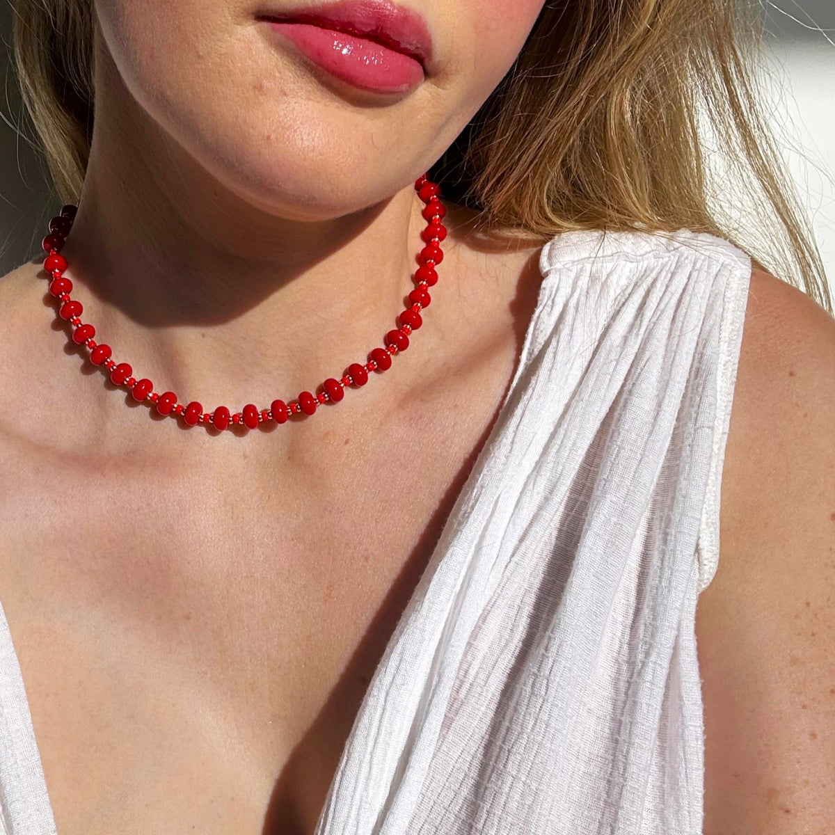 Zia Red Stone Candy Necklace