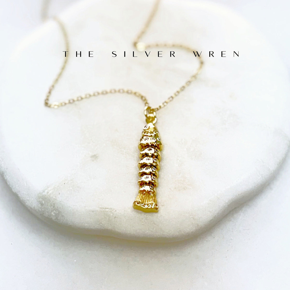 Gold CZ Fish Pendant Necklace