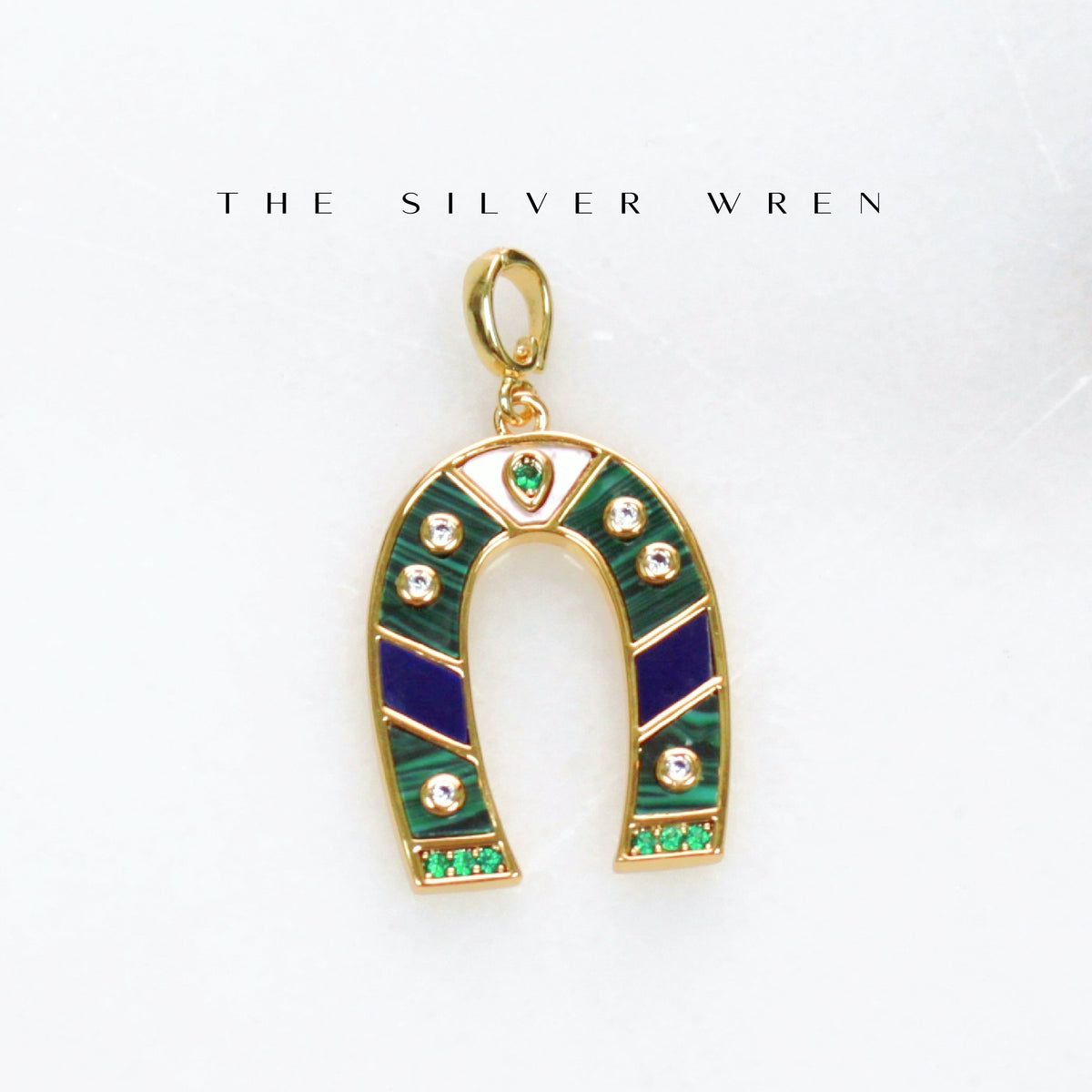 Navy & Green Horseshoe Clip on Charm -  Individual charms to add on