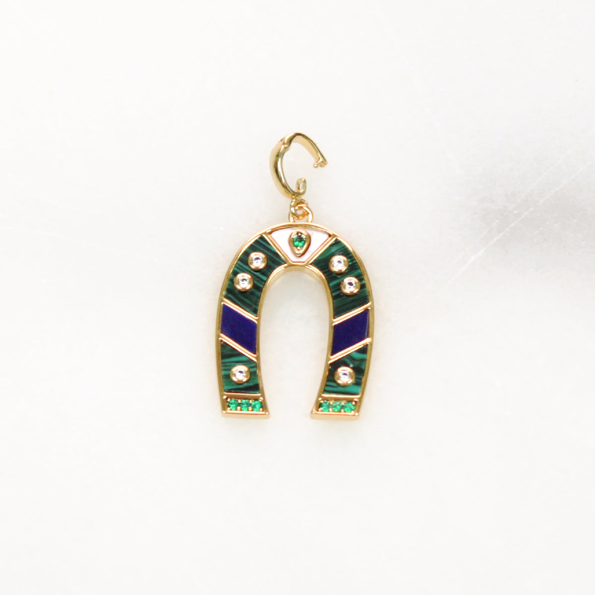 Navy & Green Horseshoe Clip on Charm -  Individual charms to add on