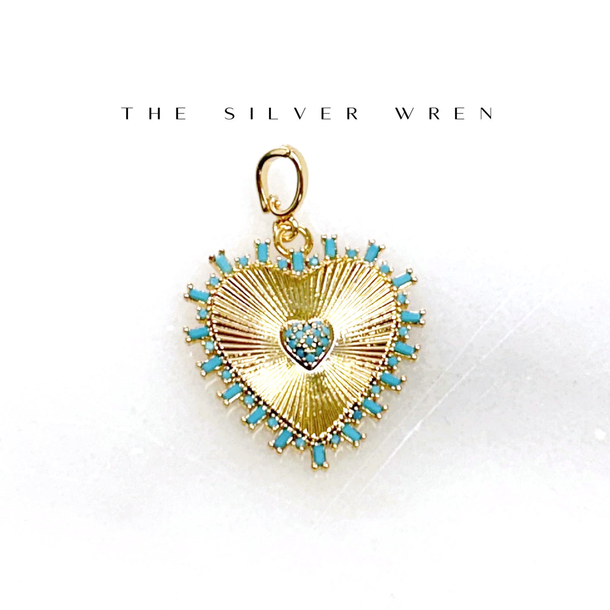Turquoise Burst Heart Clip on Charm -  Individual charms to add on