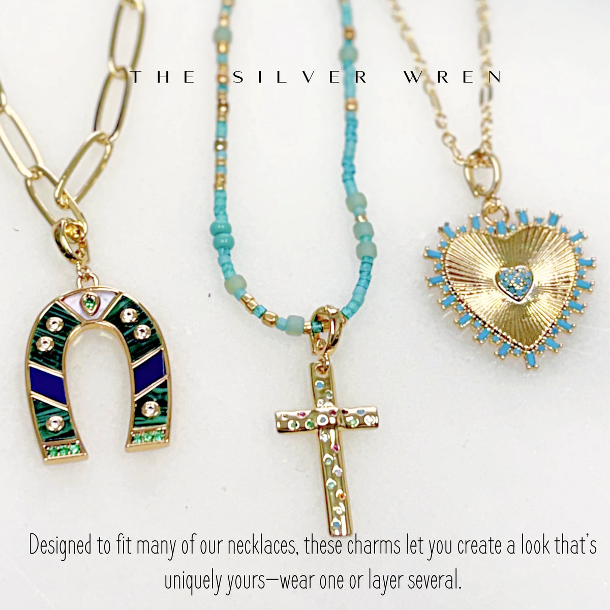 Gold Dotted Cross Clip on Charm -  Individual charms to add on