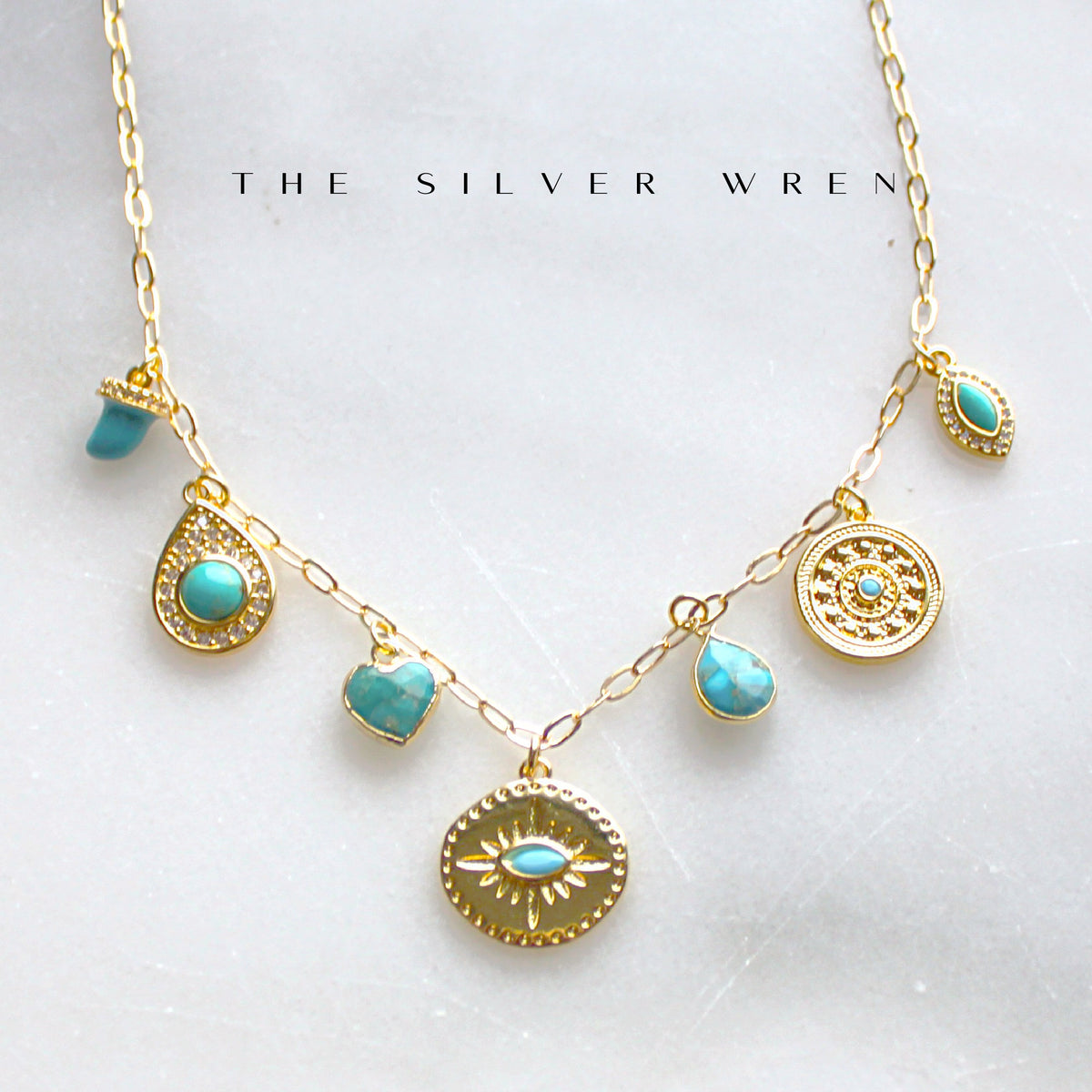 Turquoise Multi Charm Necklace