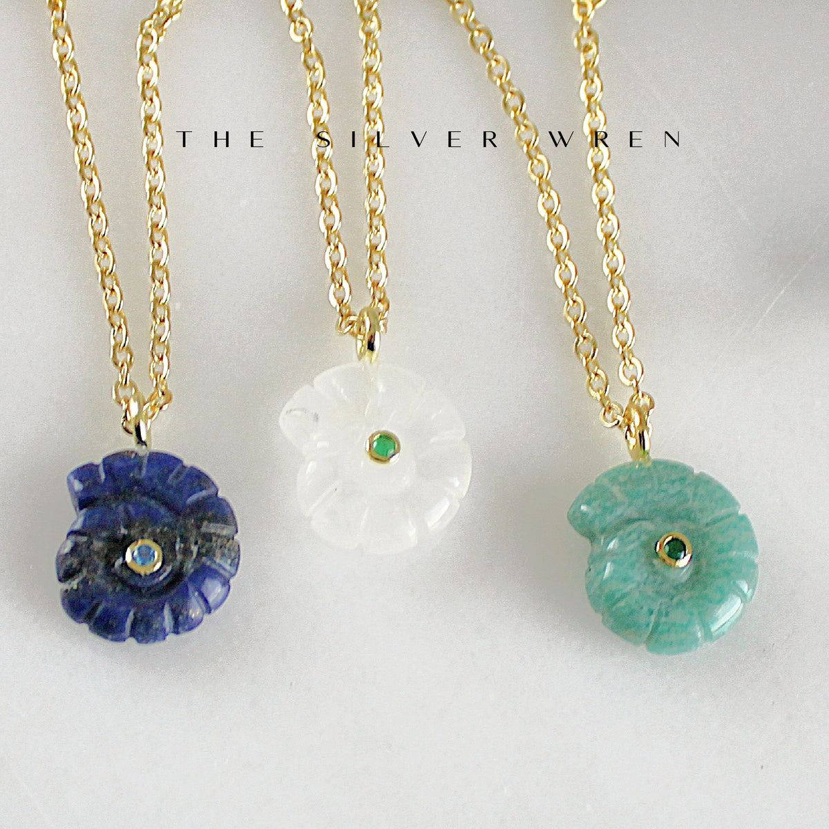 Gemstone Shell Pendant Necklace