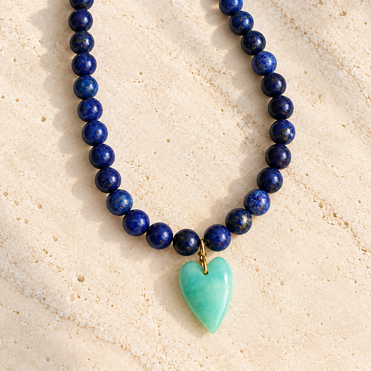 Lapis Heart Beaded Necklace