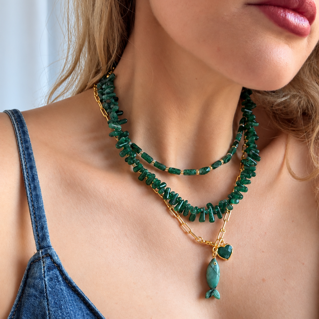 Wander Emerald Charm Necklace