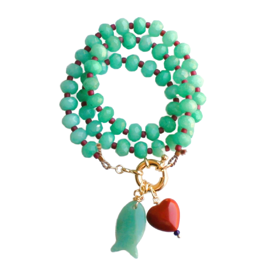 Cactus Heart Stone Candy Fish Necklace