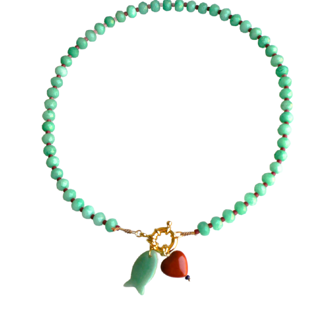 Cactus Heart Stone Candy Fish Necklace