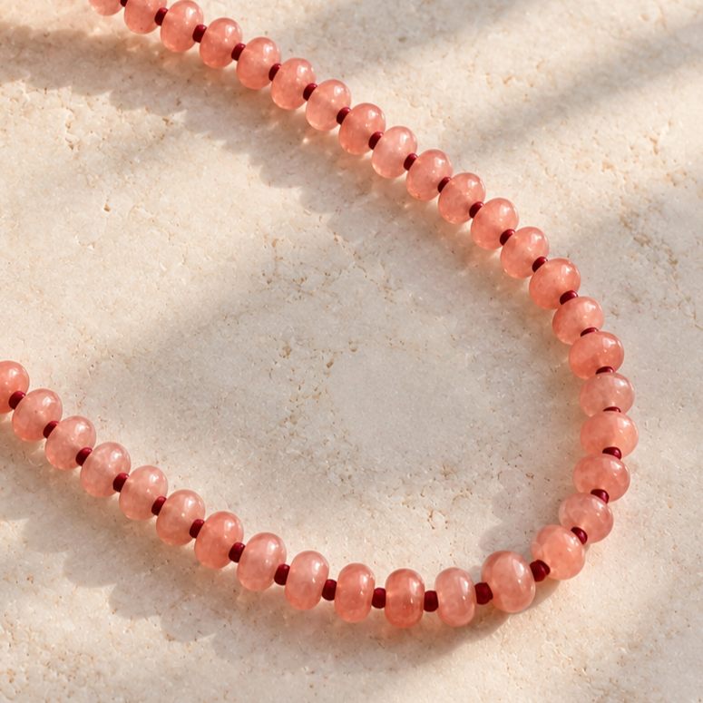Rosé  Beaded Stone Candy Necklace