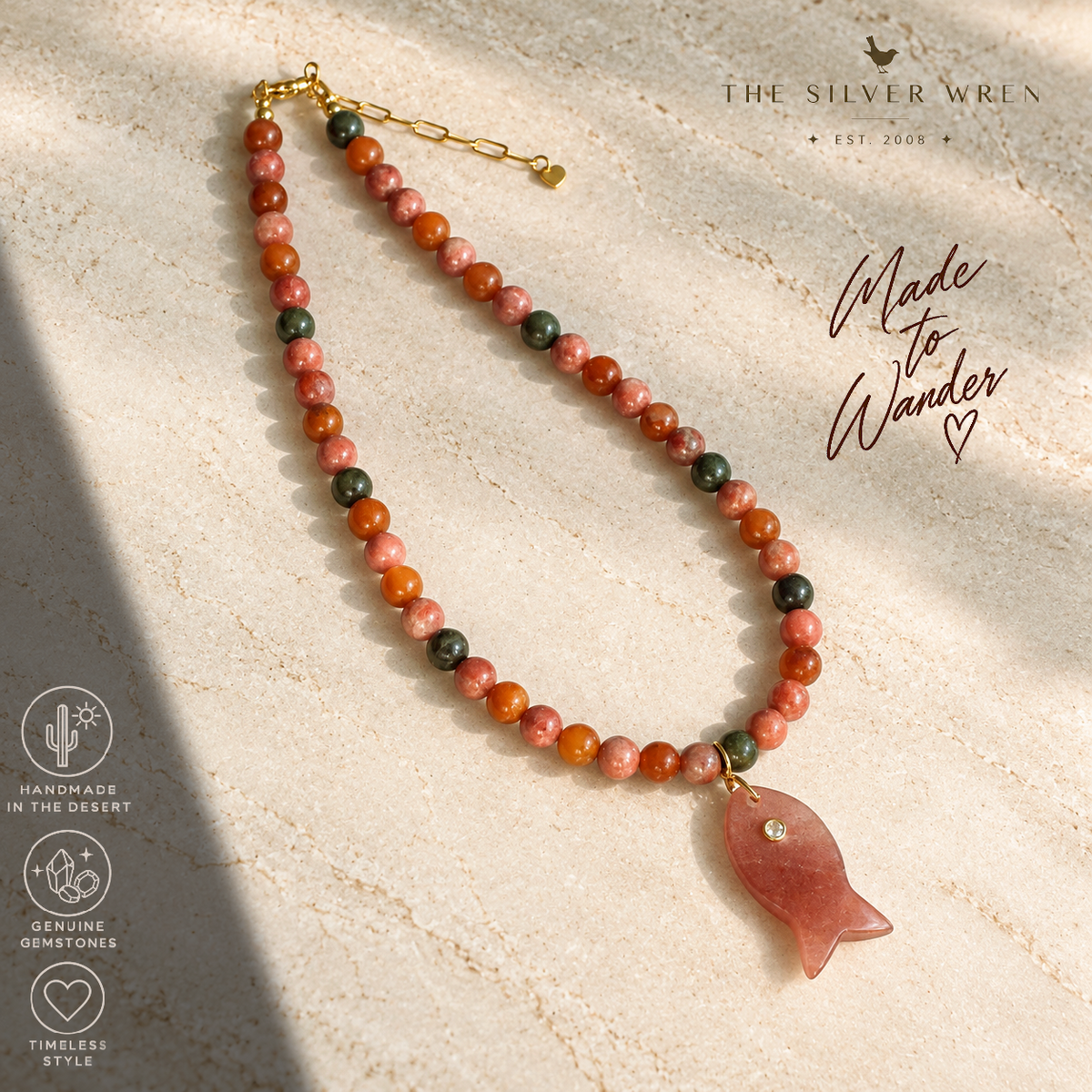 Zella Beaded Fish Pendant Necklace