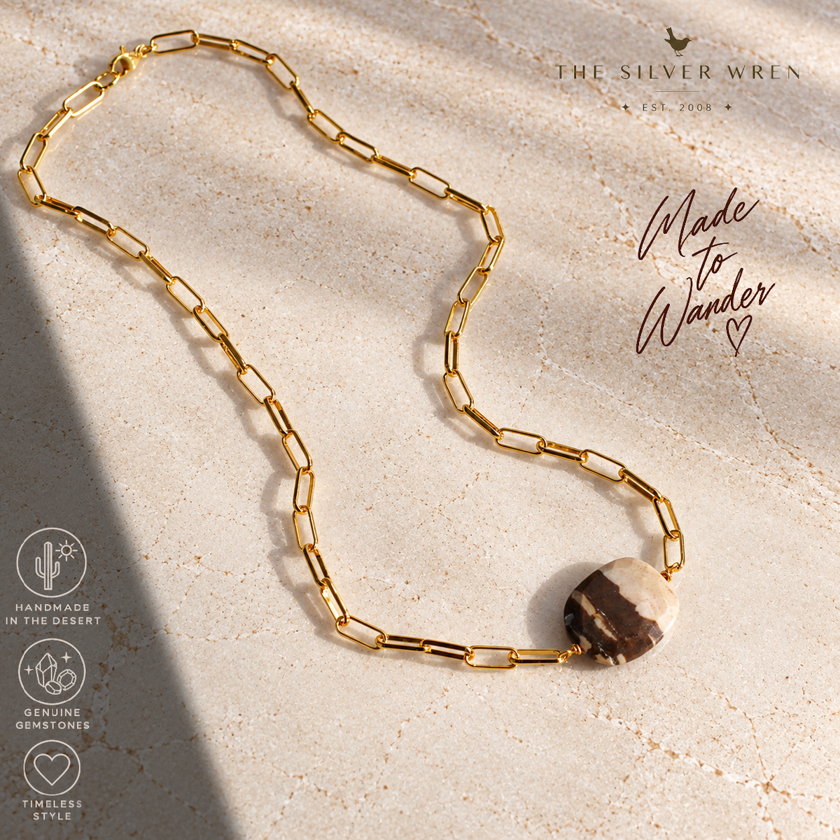 Zebra Jasper Pendant Necklace