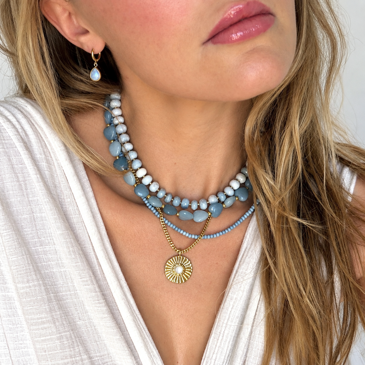 Cielo Blue Opal Gemstone Necklace