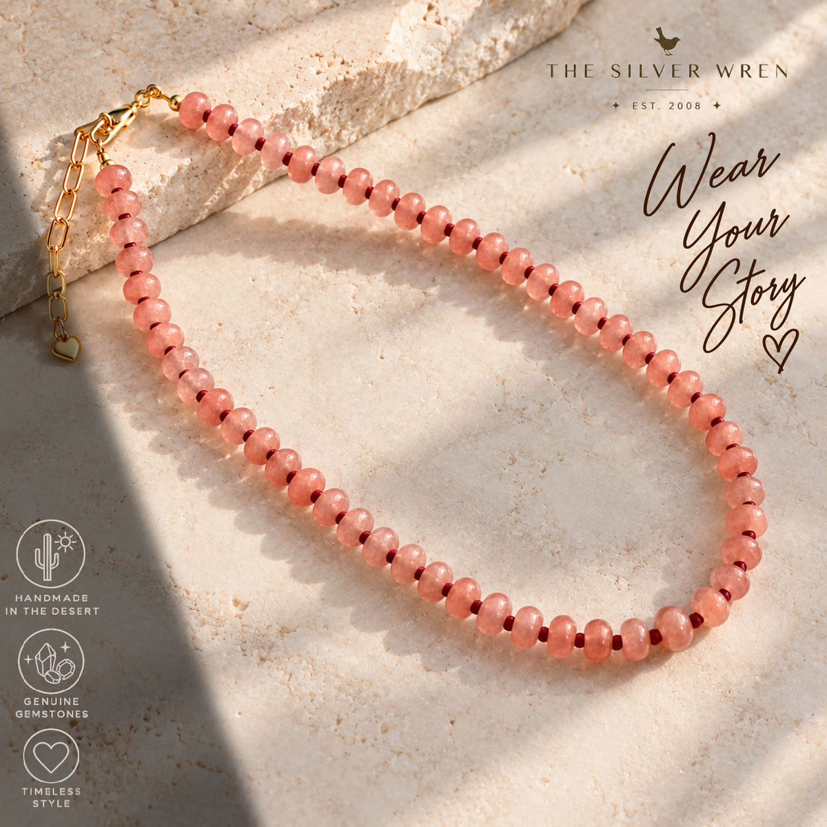 Rosé  Beaded Stone Candy Necklace