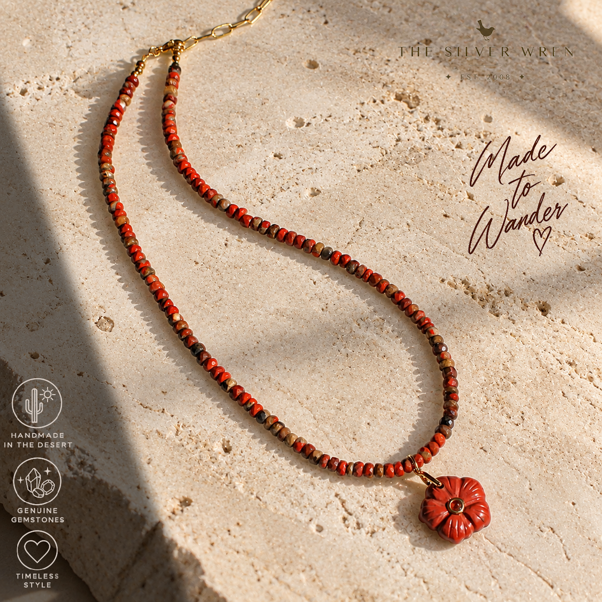 Pippa Red Jasper Semi Precious Necklace