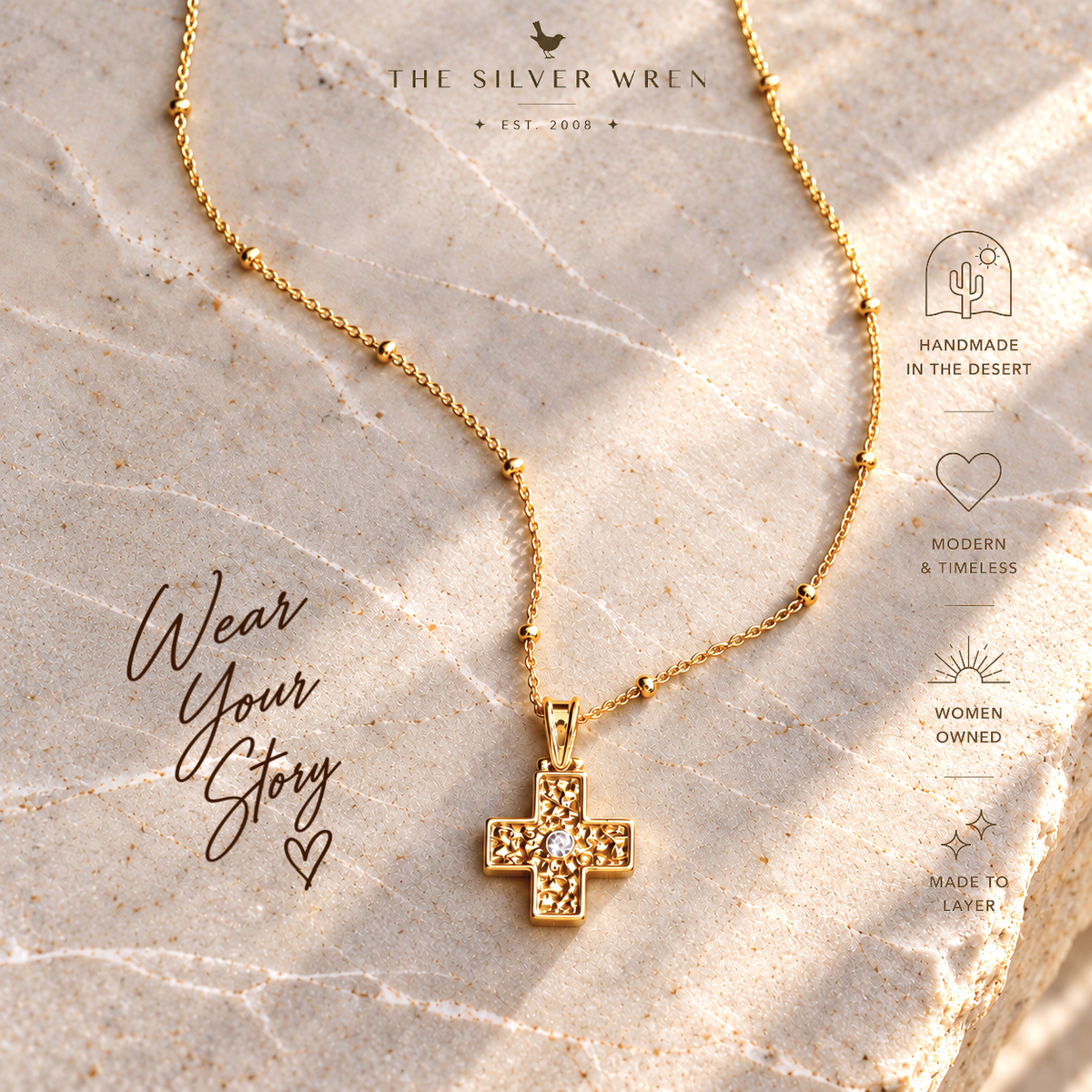 Gold Cross Pendant Necklace