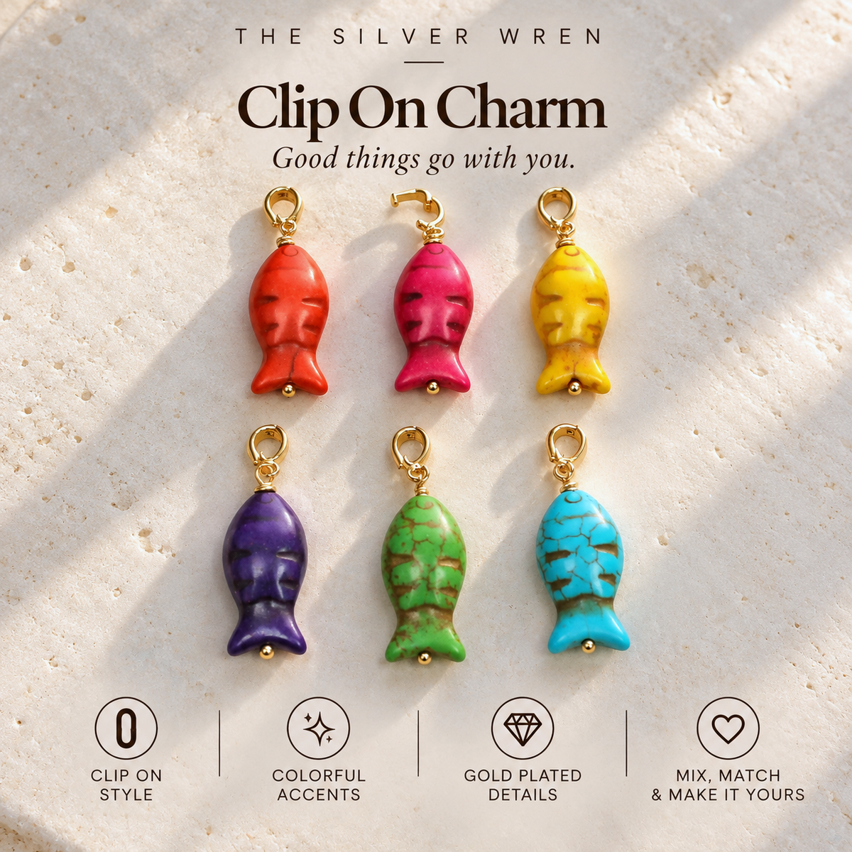 Colorful Fish Clip on Charm -  Individual charms to add on
