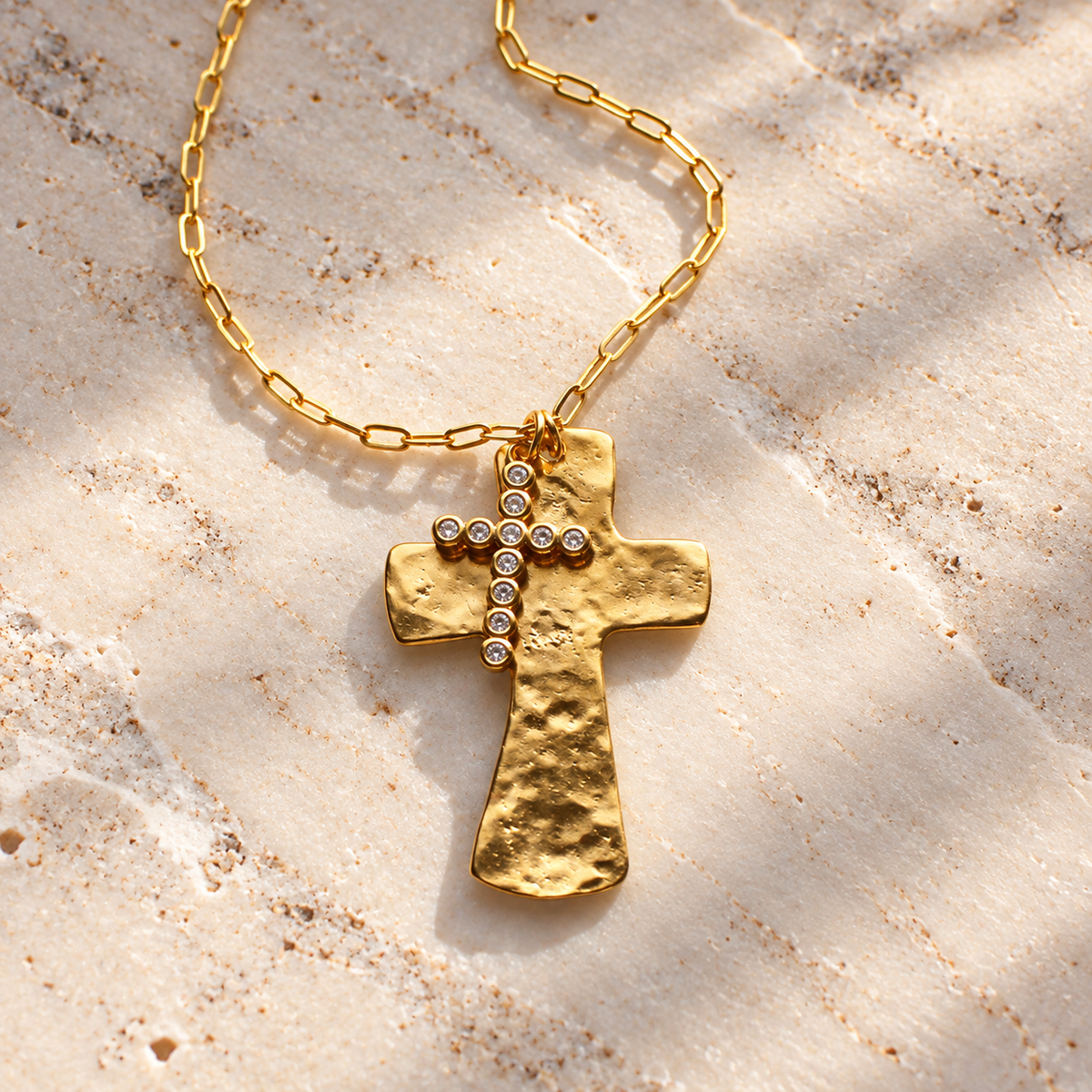 Double Cross Pendant Necklace