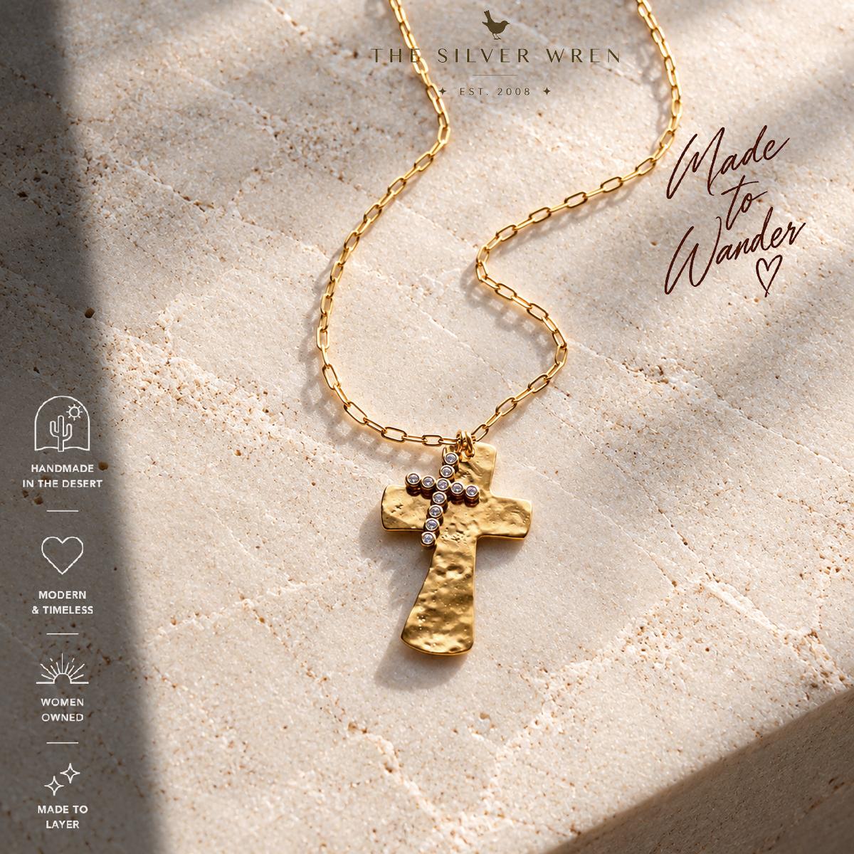 Double Cross Pendant Necklace