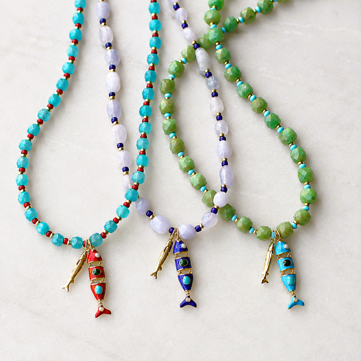 Echo Beaded Fish Necklace