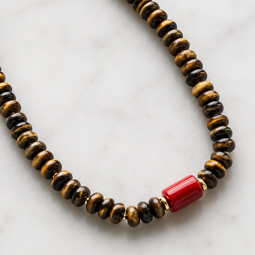 Ember Tiger's Eye Beaded Necklace