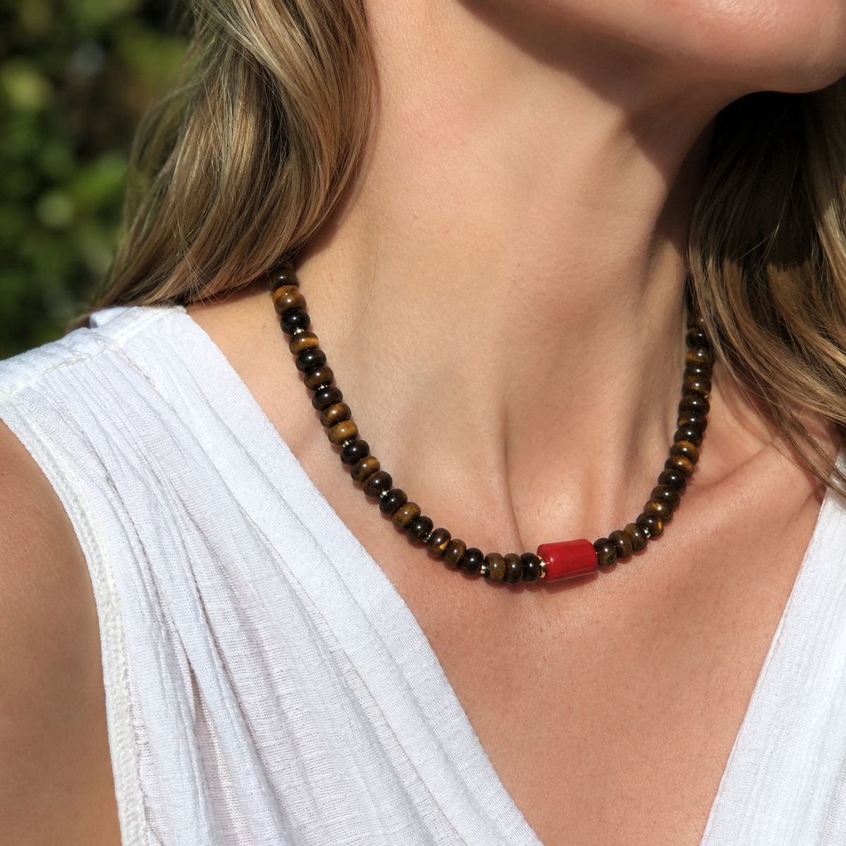Ember Tiger's Eye Beaded Necklace