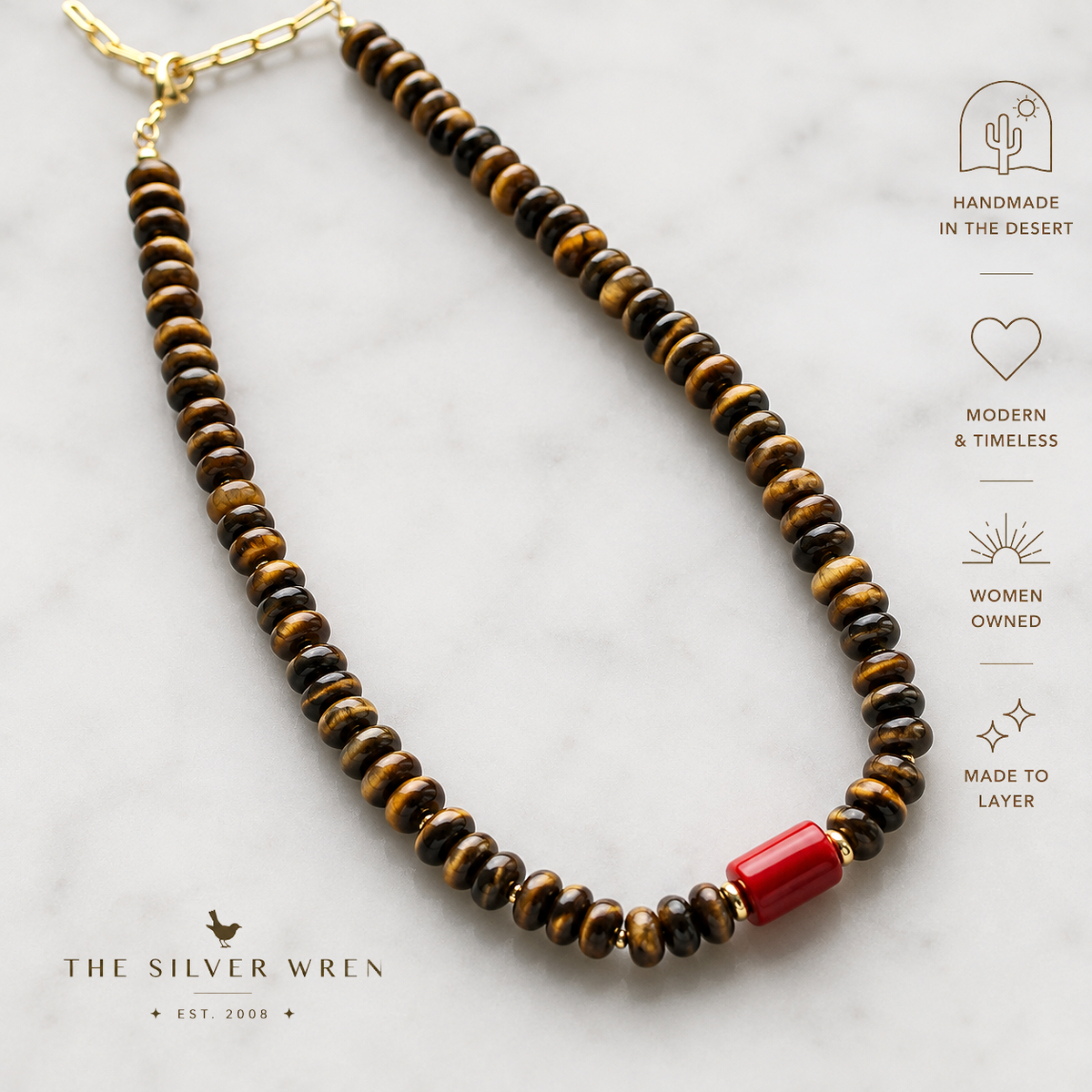 Ember Tiger's Eye Beaded Necklace