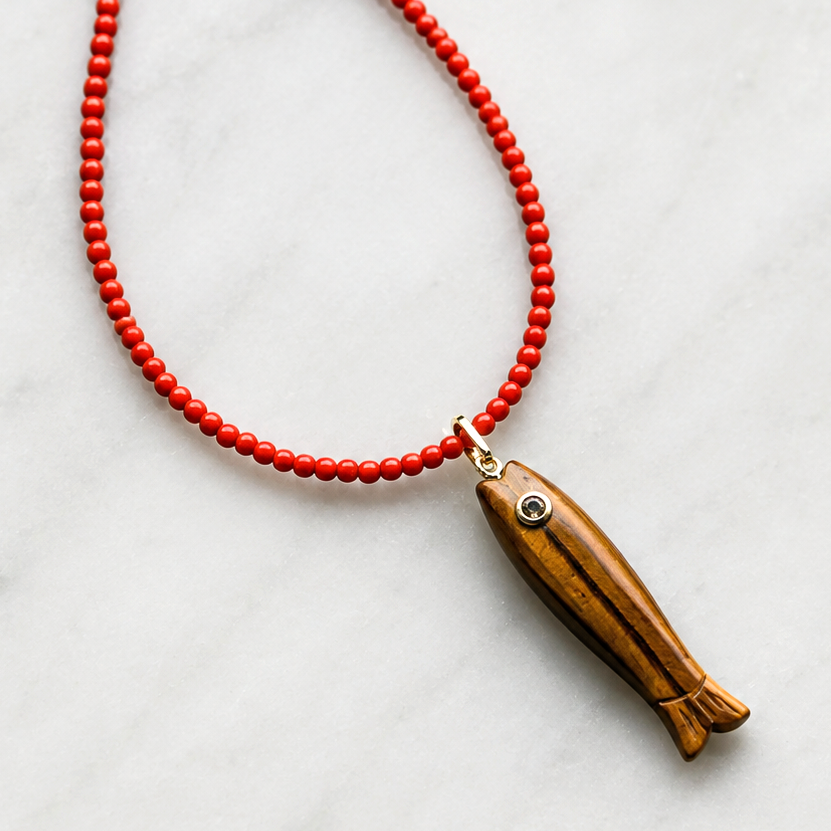 Ember Fish Beaded Necklace