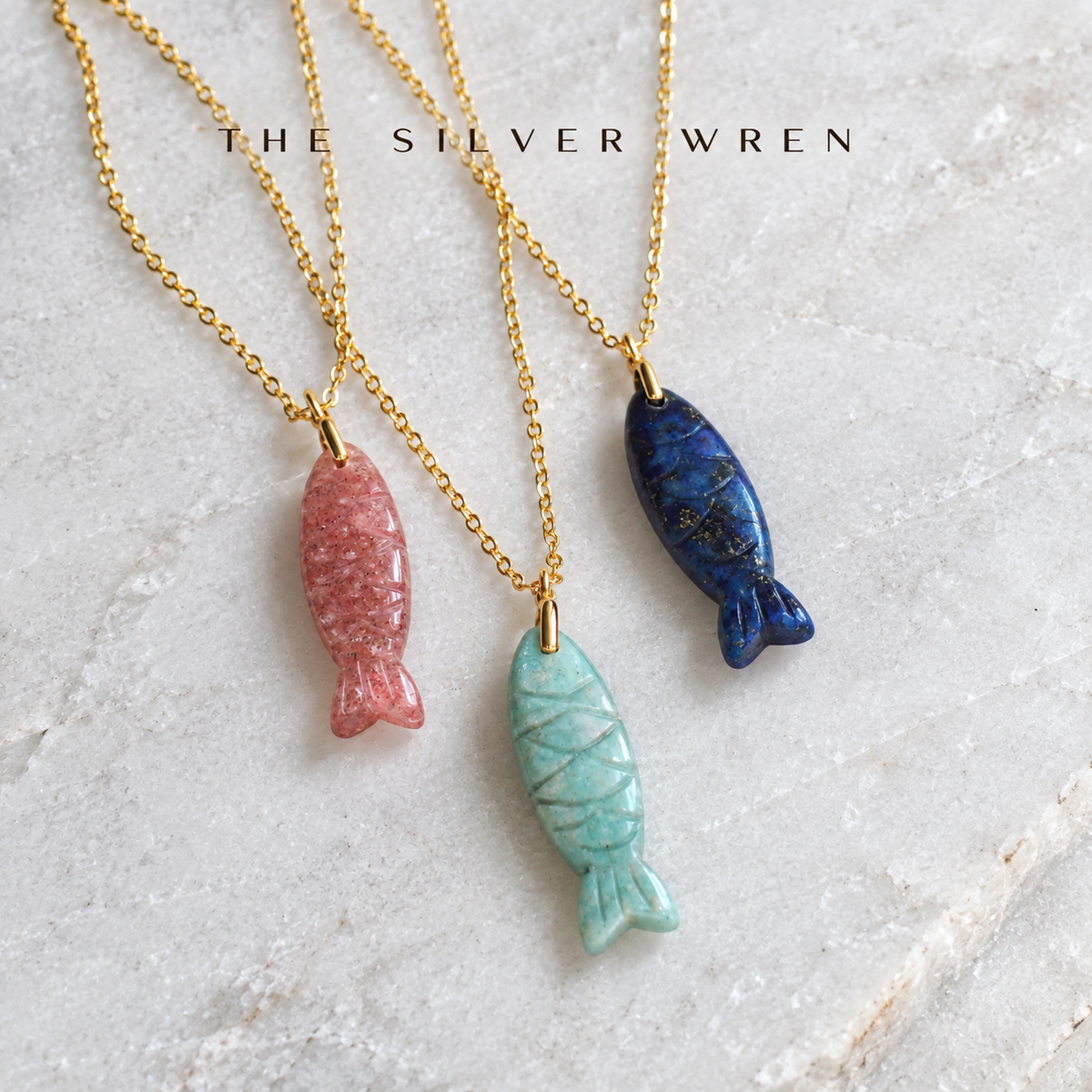Gemstone Fish Pendant Necklace