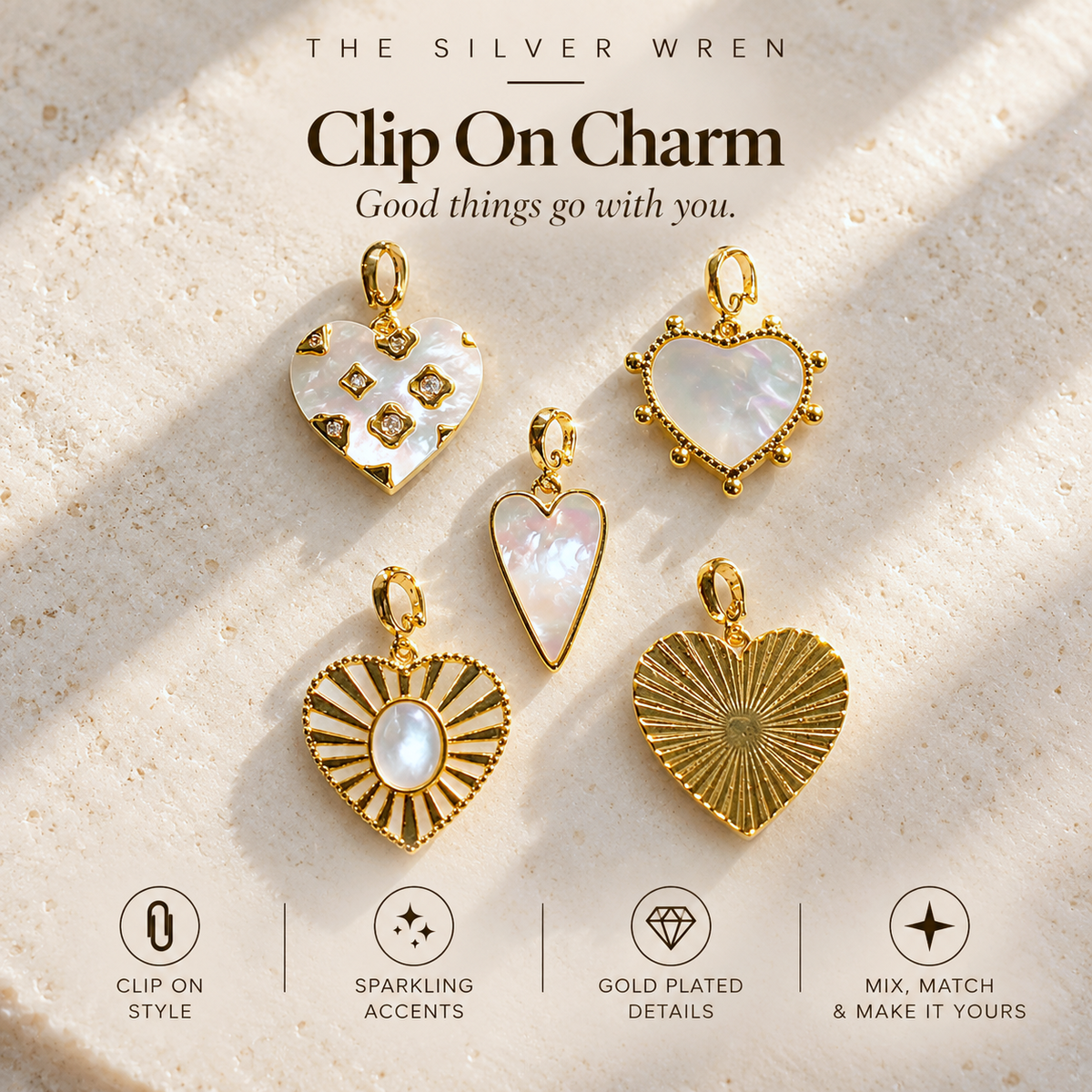 Favorite Hearts Clip-On Charm -  Charms for Jewelry