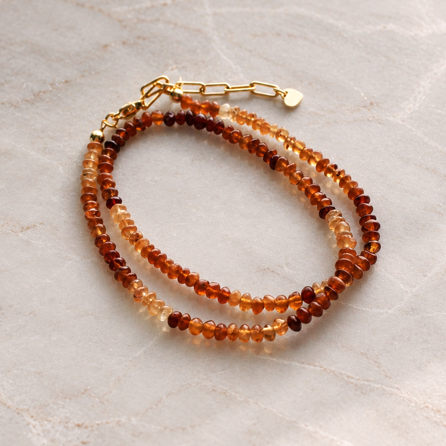Hessonite Garnet Semi Precious Necklace