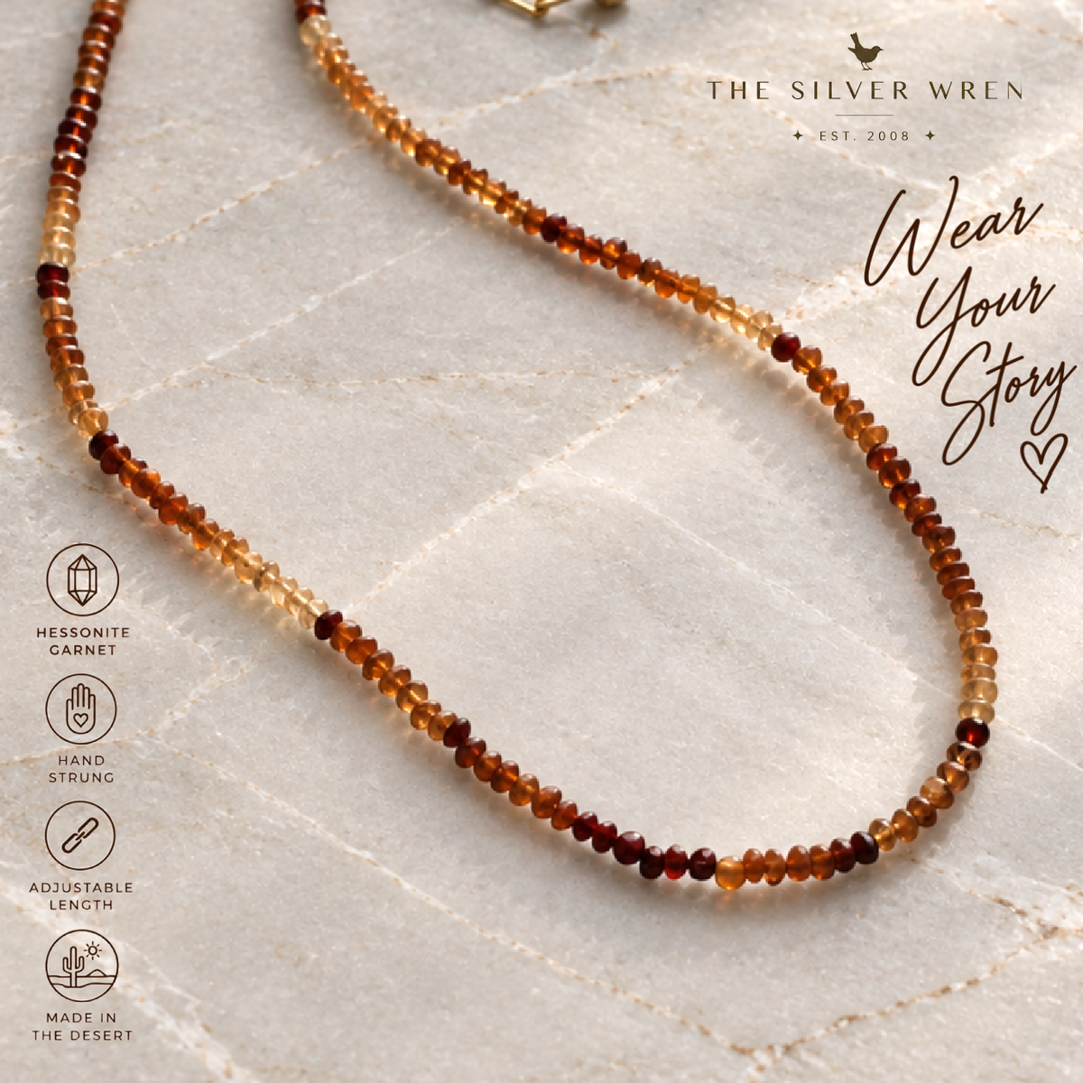 Hessonite Garnet Semi Precious Necklace