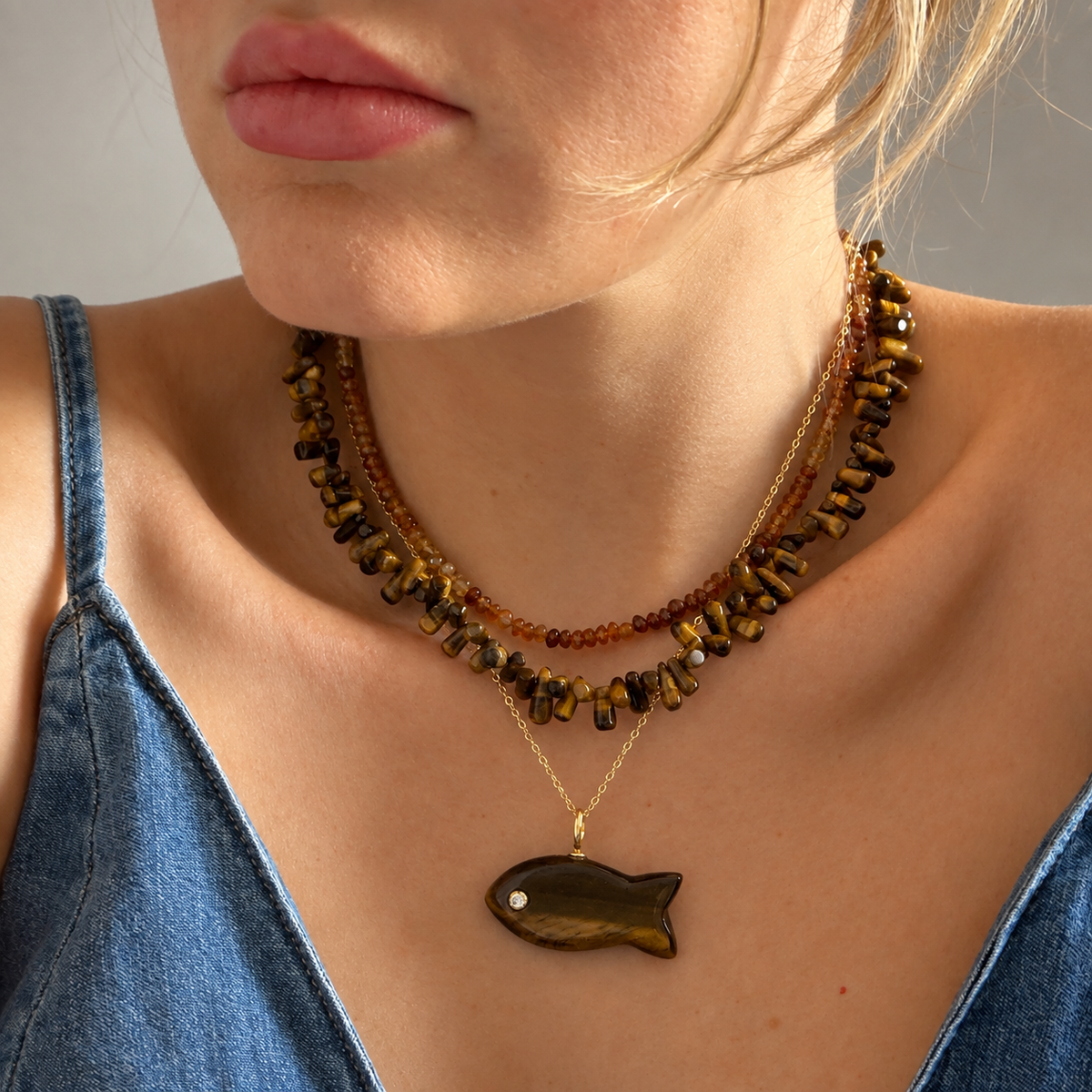 Hessonite Garnet Semi Precious Necklace