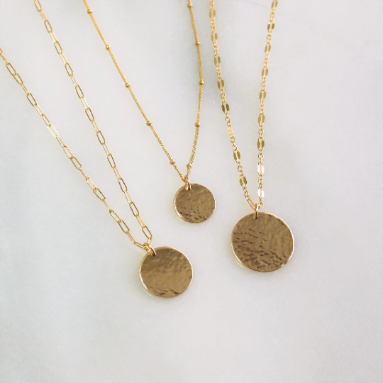 Thea Large Hammered Disc Necklace