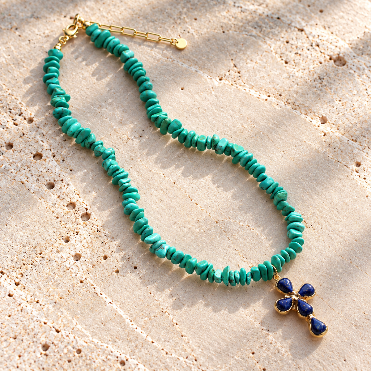 Lapis Cross Beaded Necklace