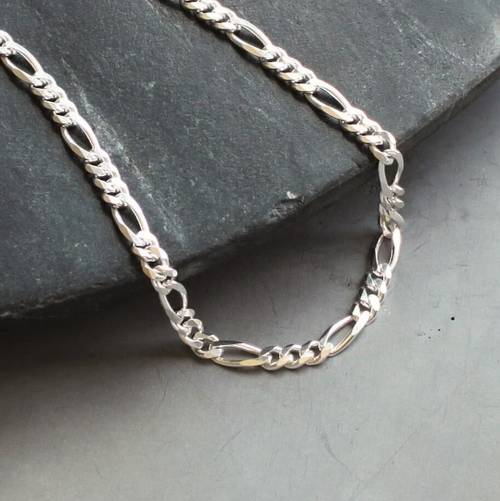 Men's 4mm Figaro Sterling Silver Chain Bracelet