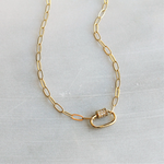 Pave Carabiner Charm Holder Necklace