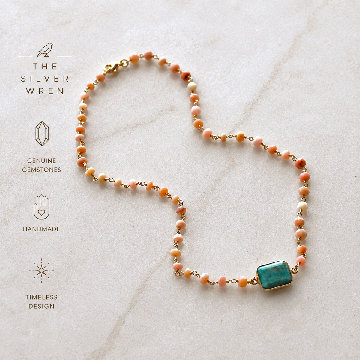 Westward Pink Opal & Turquoise Necklace
