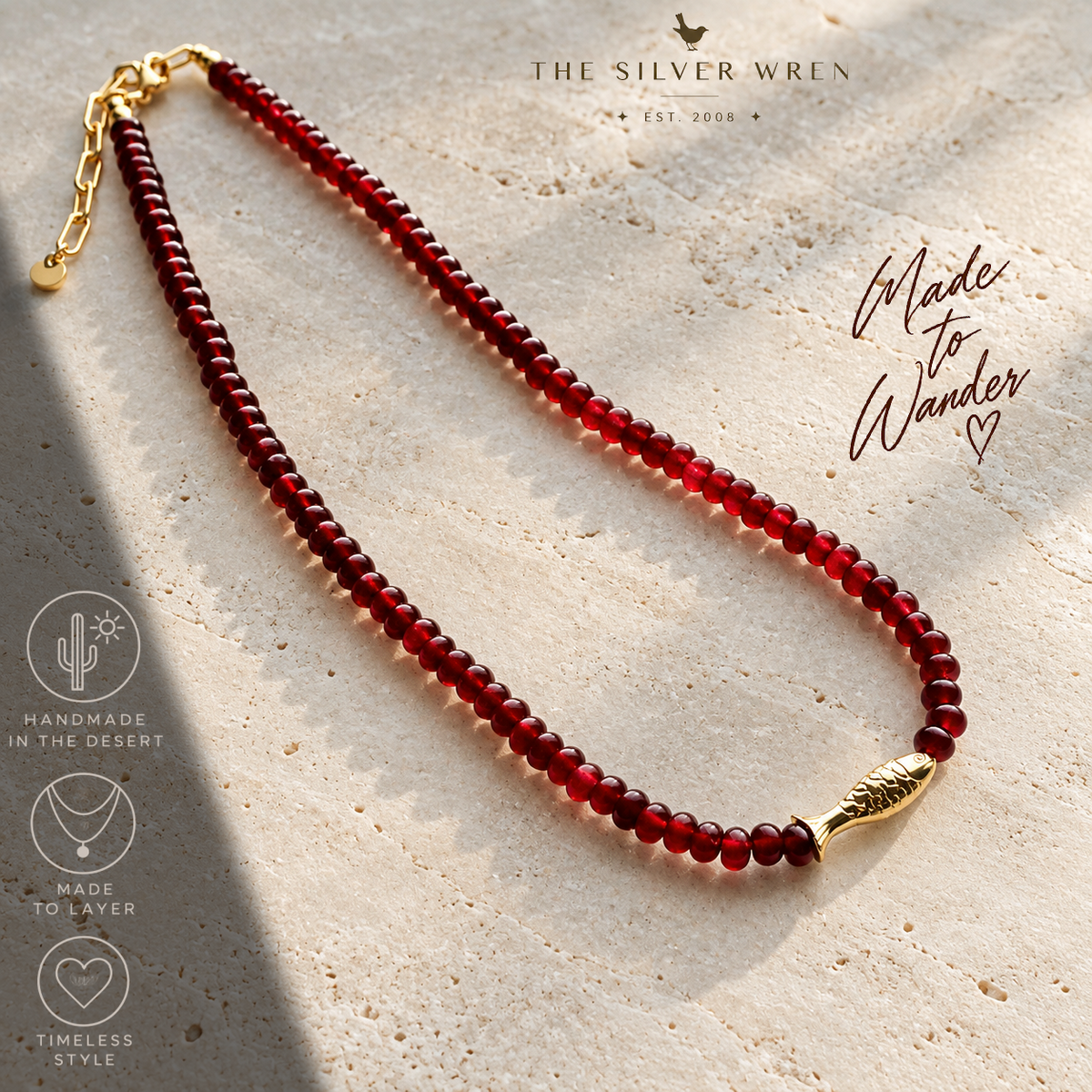 Borgoña Fish Gemstone Layering Necklace