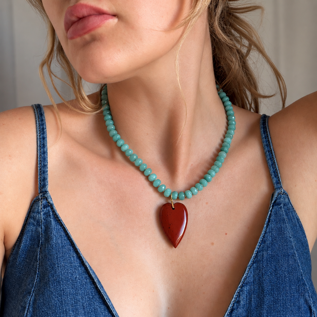 Sierra Heart Stone Candy Necklace