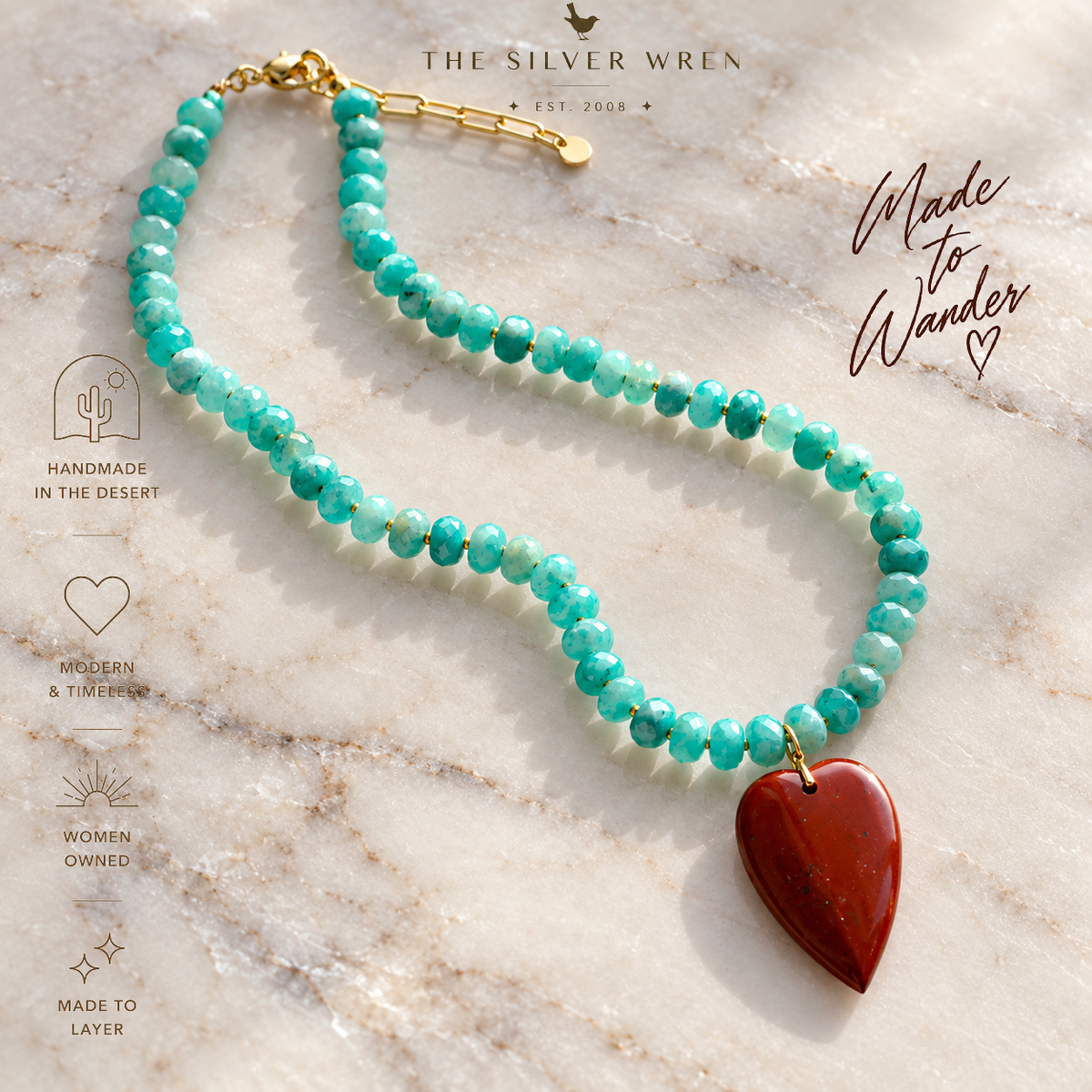 Sierra Heart Stone Candy Necklace