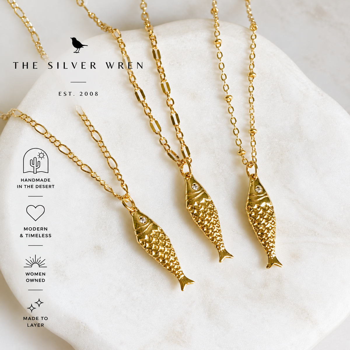 Gold Fish Pendant Necklace
