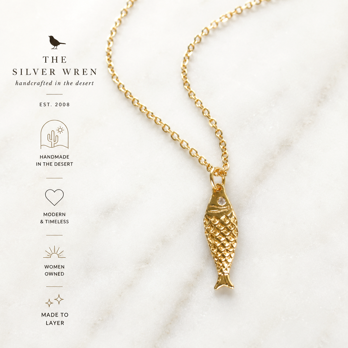 Gold Fish Pendant Necklace